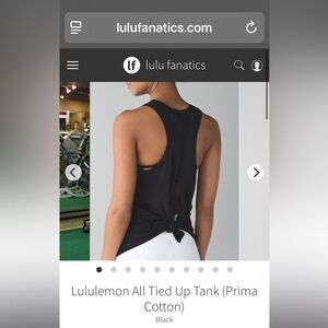 Lululemon Athletica Black All Tied Up Tank